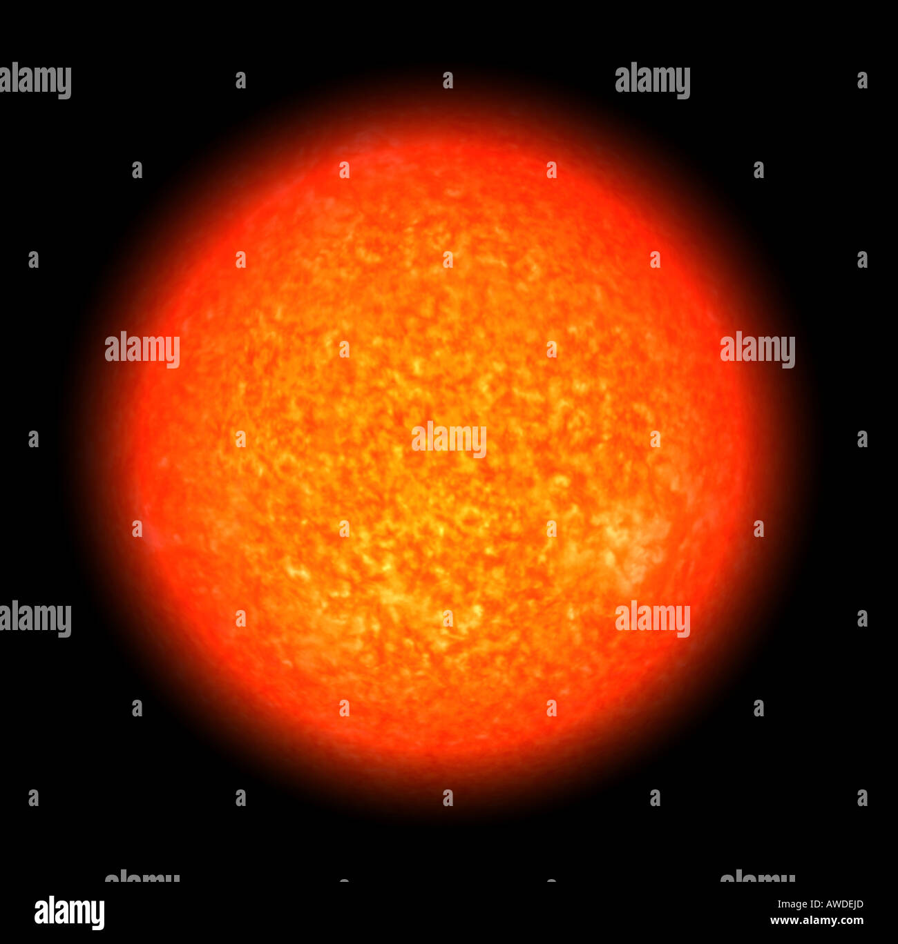 Die Sonne im Zentrum des Sonnensystems ist ein gelber Zwerg und der Energie-Sorce für die Planeten Stockfoto
