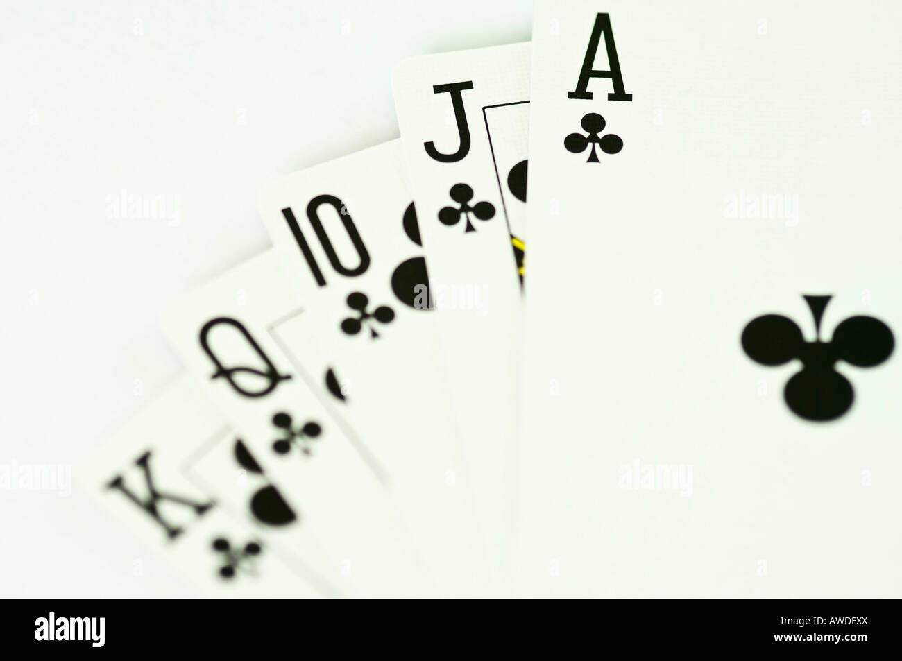Royal Flush Hand in Poker-Spiel Stockfoto