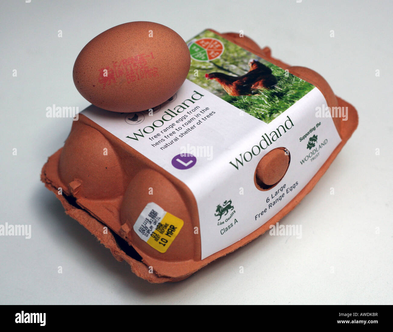 Freilandhaltung Ei auf box Stockfoto