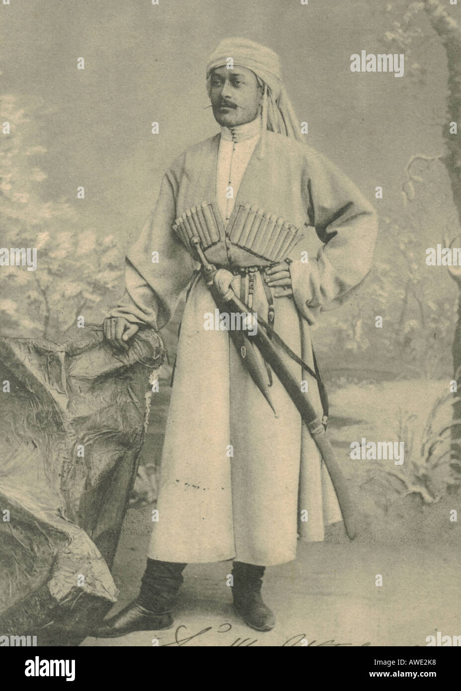 Russische Ansichtskarte eines Mannes aus dem Caucasus postalisch verwendet 1906 Stockfoto