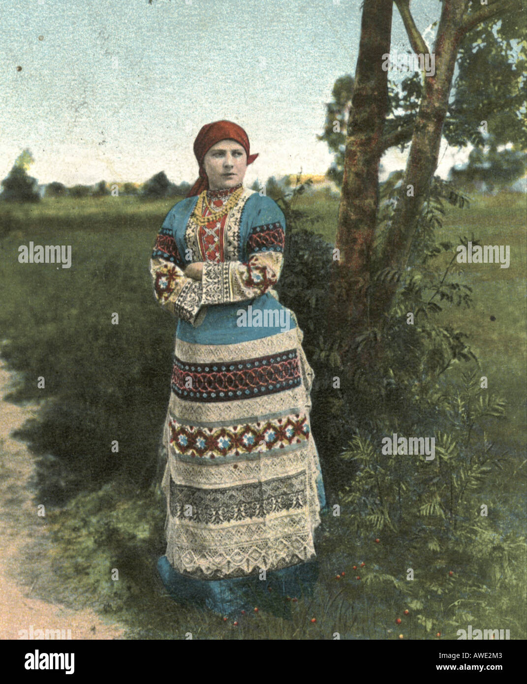Russische Ansichtskarte von Tracht circa 1905 Stockfoto