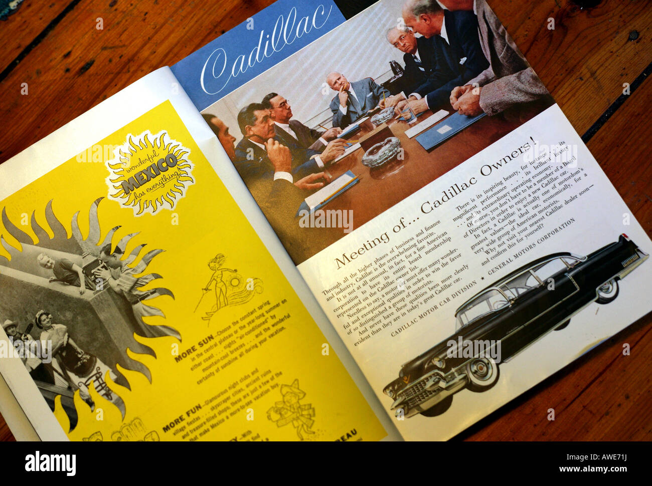 Cadillac Auto Anzeige in 1950er Jahren National Geographic Magazin: nur zur redaktionellen Nutzung Stockfoto