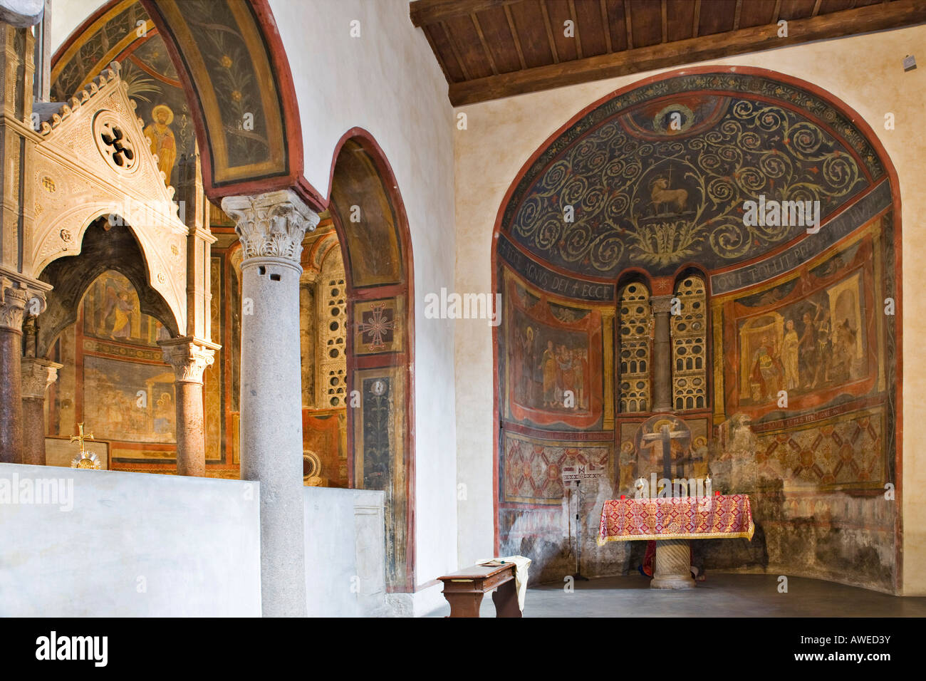 Apsis in rechten Seitenschiff von Santa Maria in Cosmedin Kirche, Rom, Italien, Europa Stockfoto