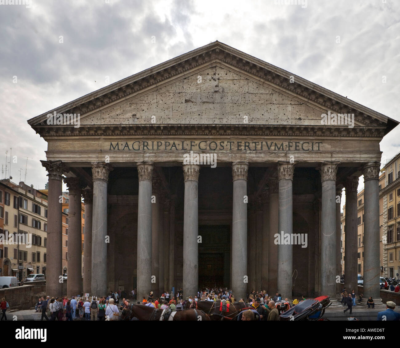 Vorderansicht des Pantheon, Rom, Italien, Europa Stockfoto
