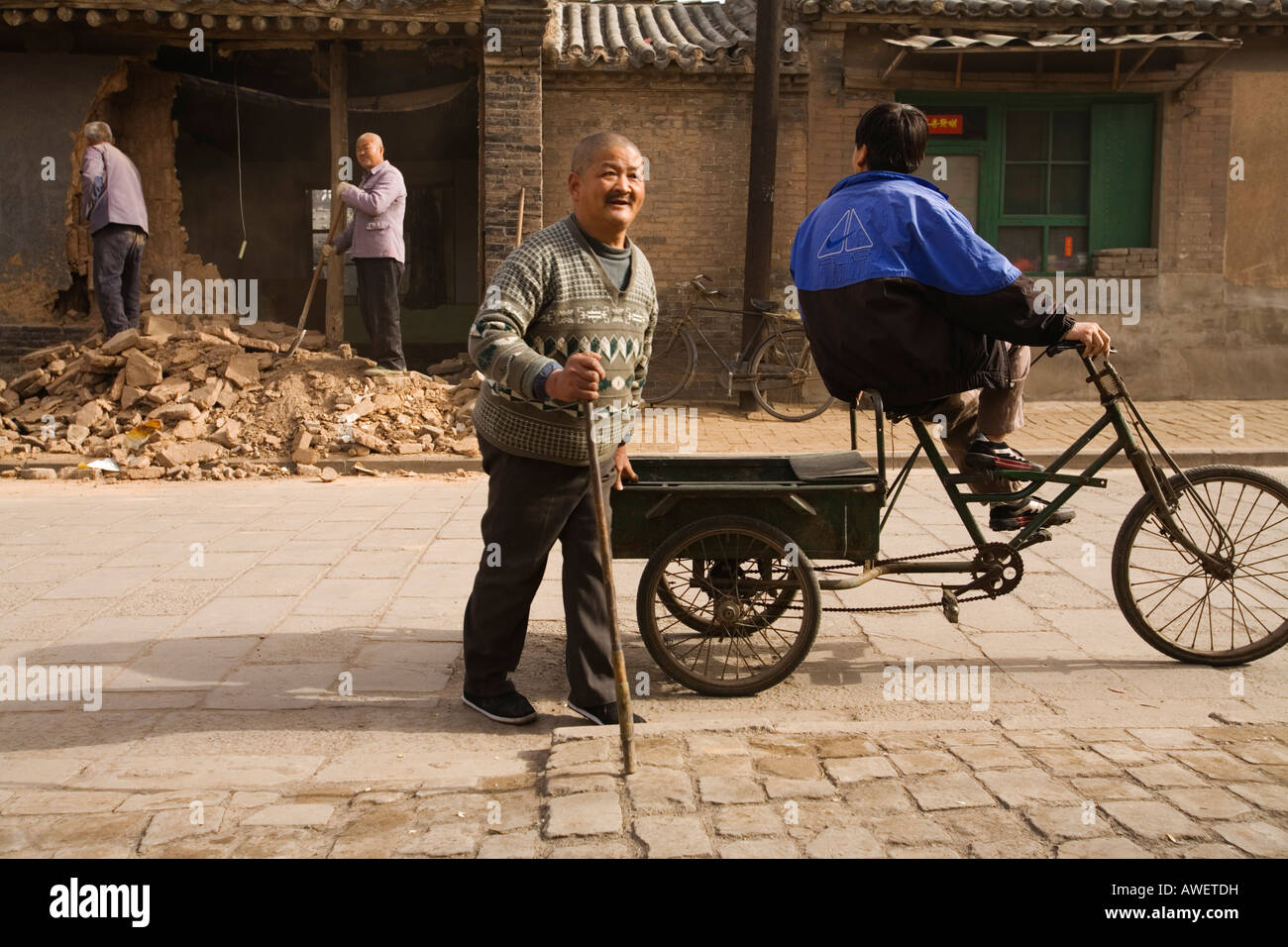 Die Erbauer Abriss eines Gebäudes. Pinghao, Volksrepublik China Stockfoto