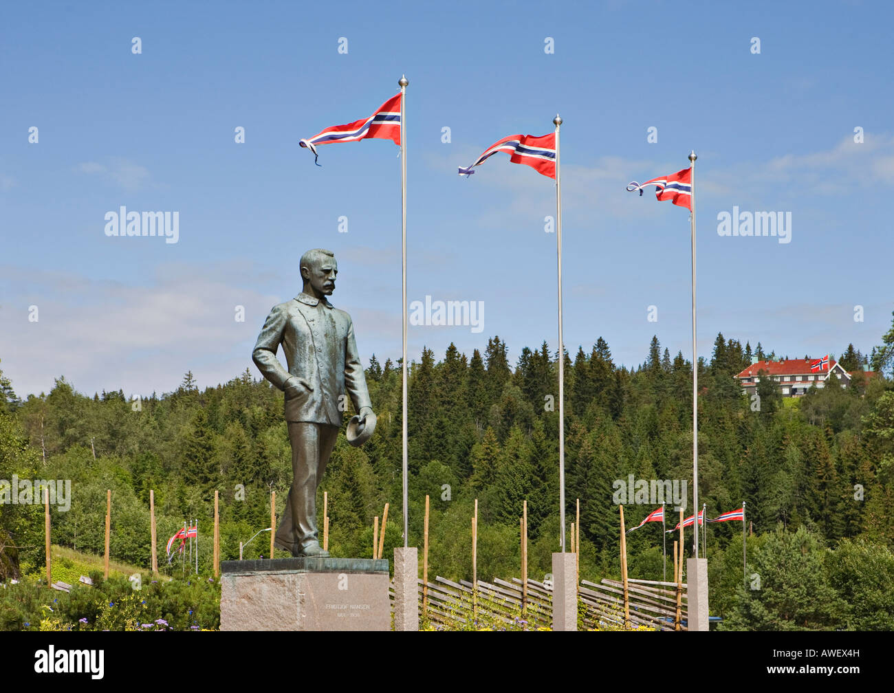 Fritjof Nansen Memorial, norwegische Forscher und Wissenschaftler, Holmenkollen, Oslo, Norwegen, Skandinavien, Europa Stockfoto