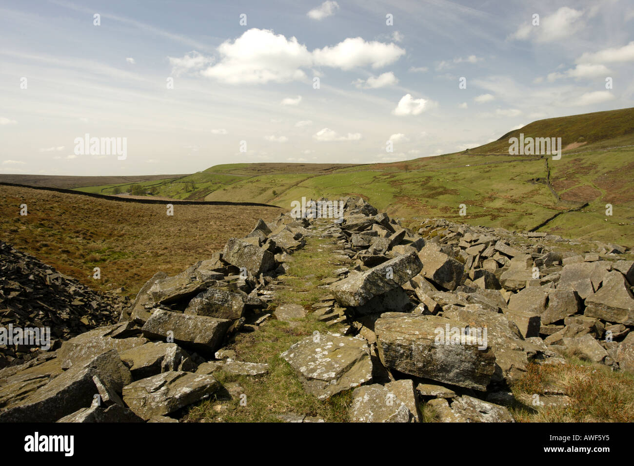 Stillgelegten Steinbruch im Peak District Derbyshire UK Stockfoto