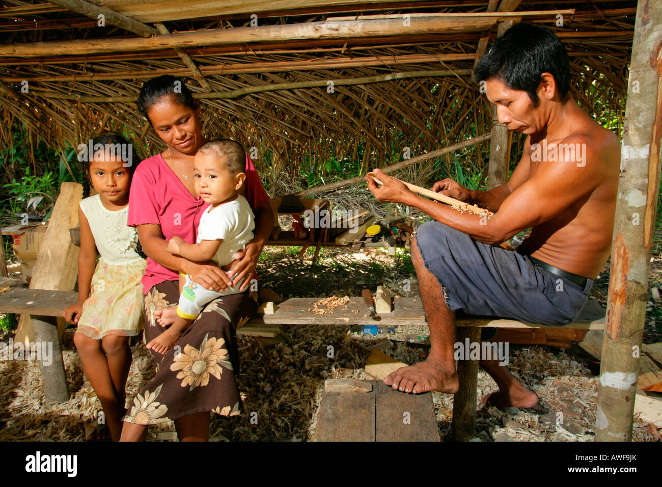 Familie, Eingeborenen Arawak, Santa Mission, Guyana, Südamerika Stockfoto