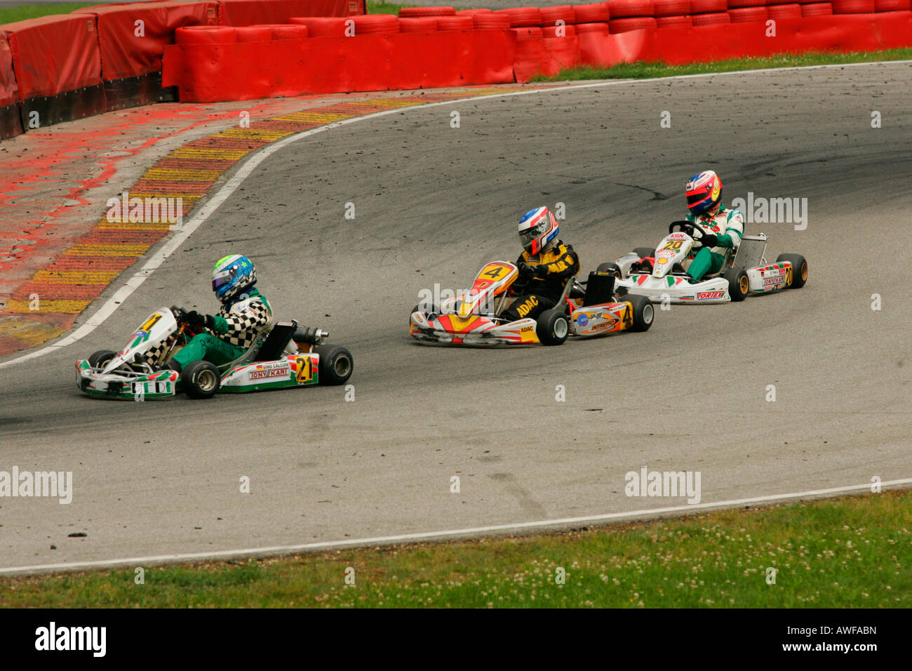 Deutsche Meisterschaften Kartracing, Kart verfolgen in Ampfing, Upper Bavaria, Bayern, Deutschland, Europa Stockfoto