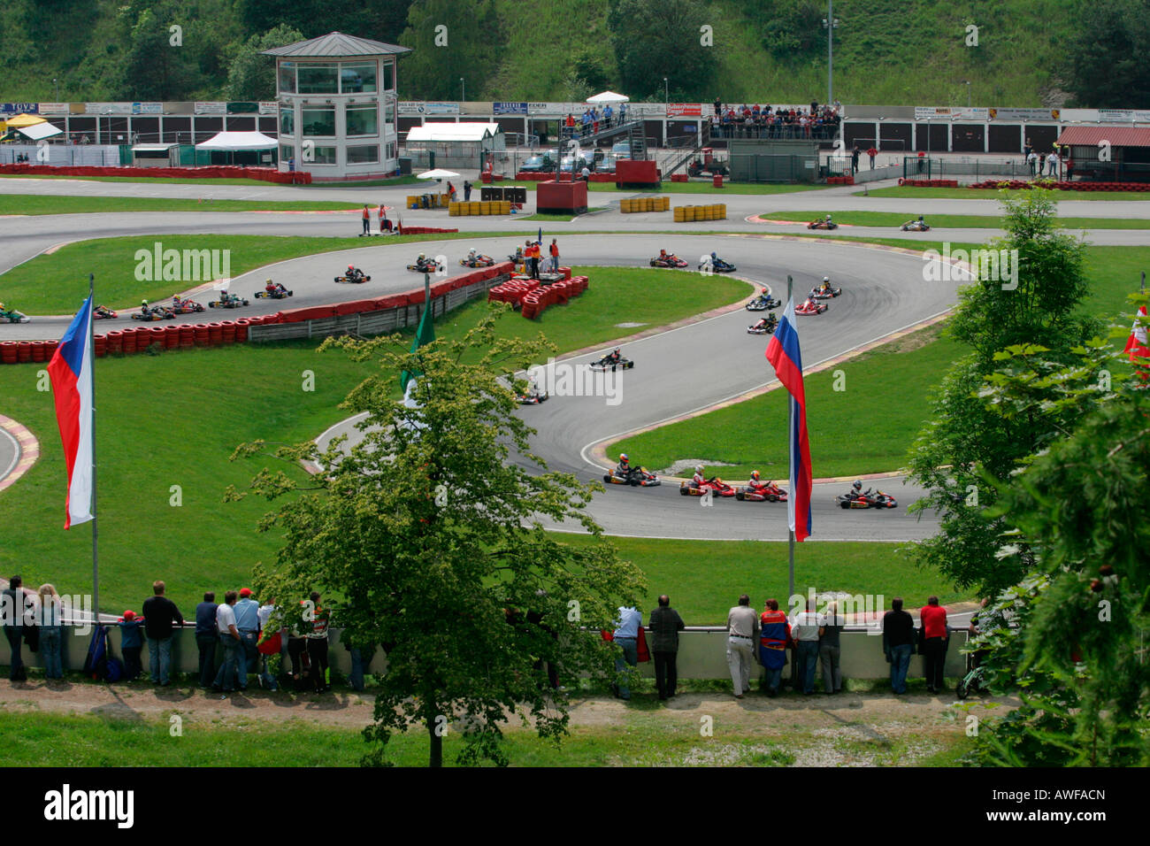 Deutsche Meisterschaften Kartracing, Kart verfolgen in Ampfing, Upper Bavaria, Bayern, Deutschland, Europa Stockfoto