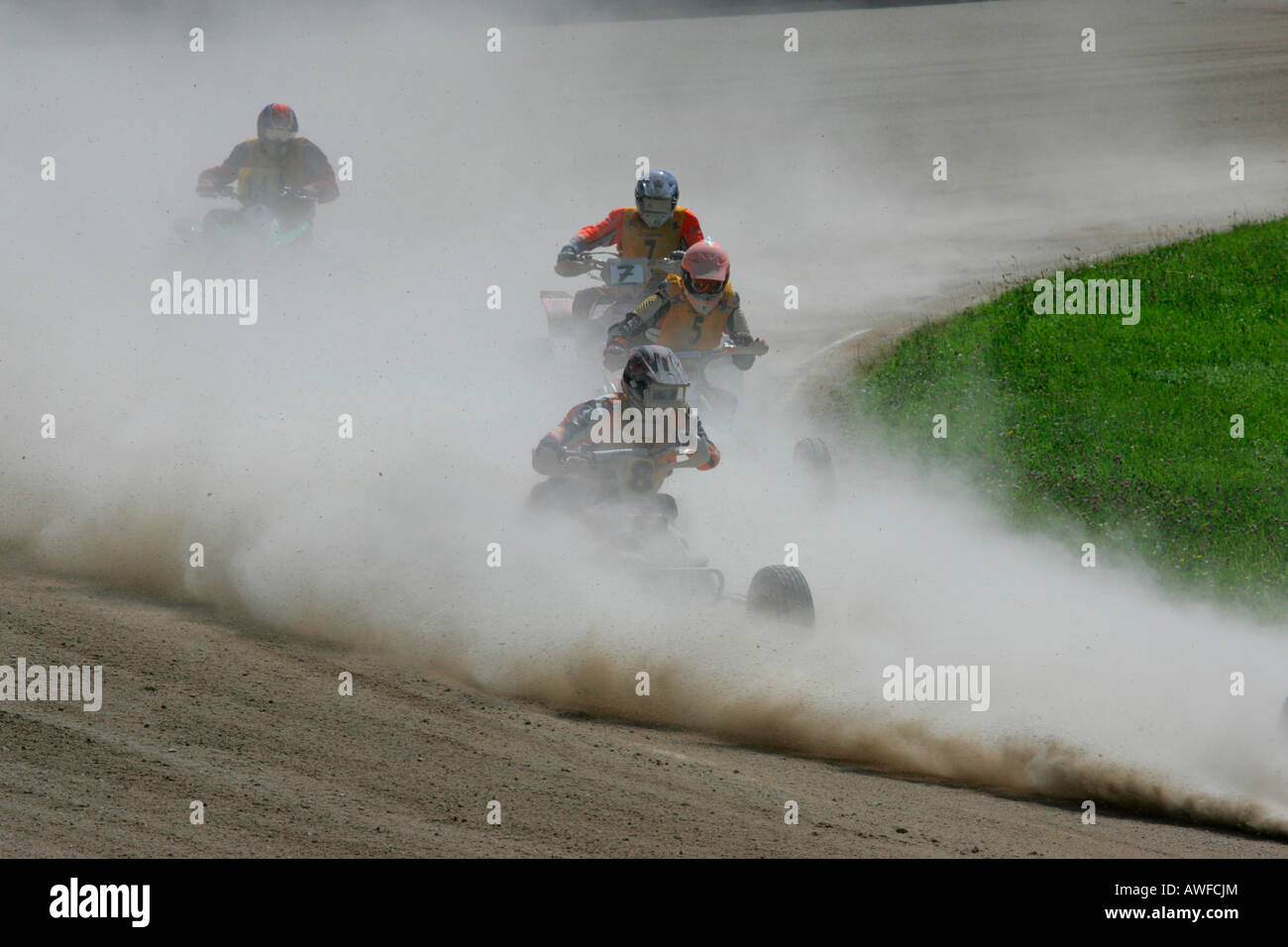 Quad, ATV-Shorttrack-Rennen auf dem Speedway in Muehldorf am Inn, Upper Bavaria, Bayern, Deutschland, Europa Stockfoto