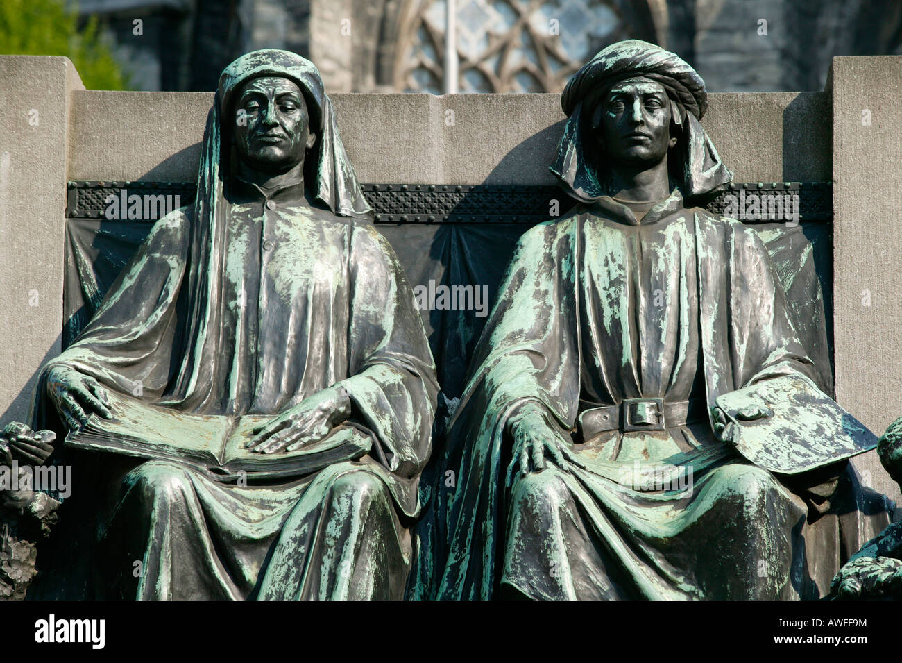 Denkmal für Hubert und Jan Van Eyck, Gent, Ost-Flandern, Belgien, Europa Stockfoto