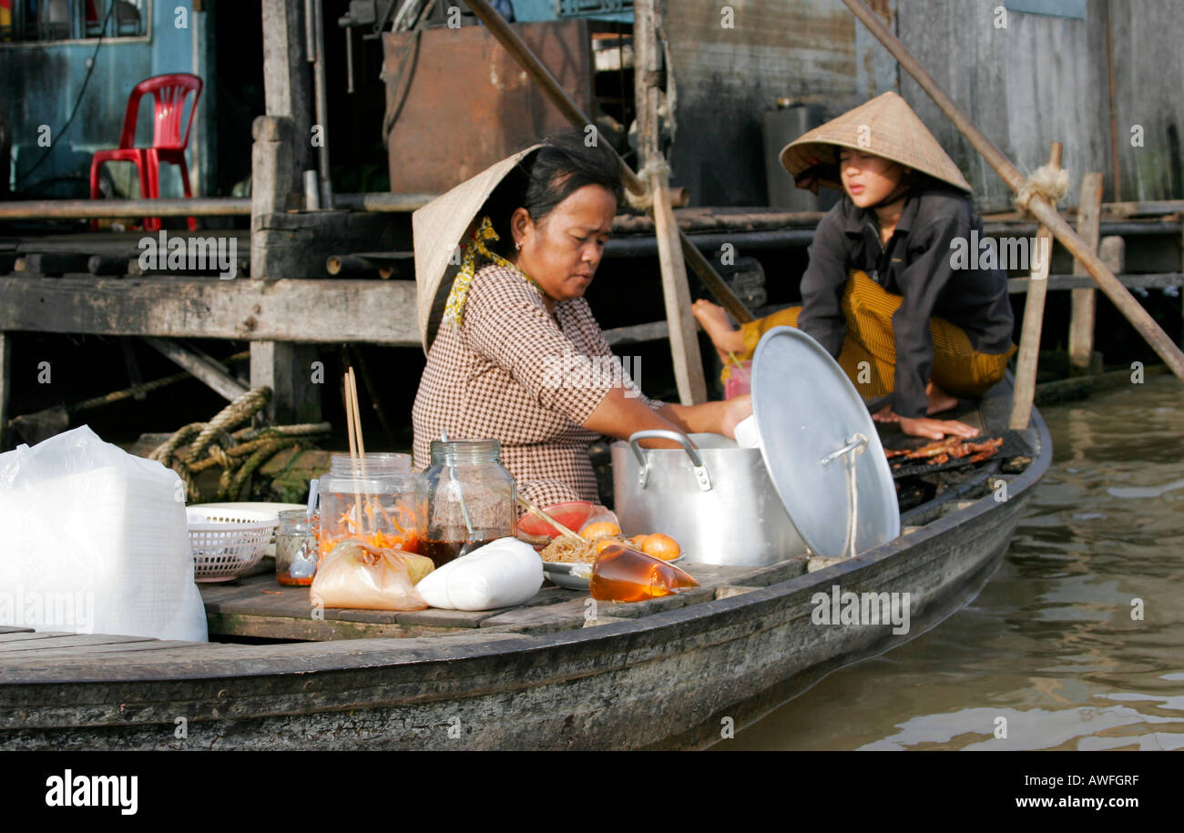 Leben am Mekong-Delta Stockfoto
