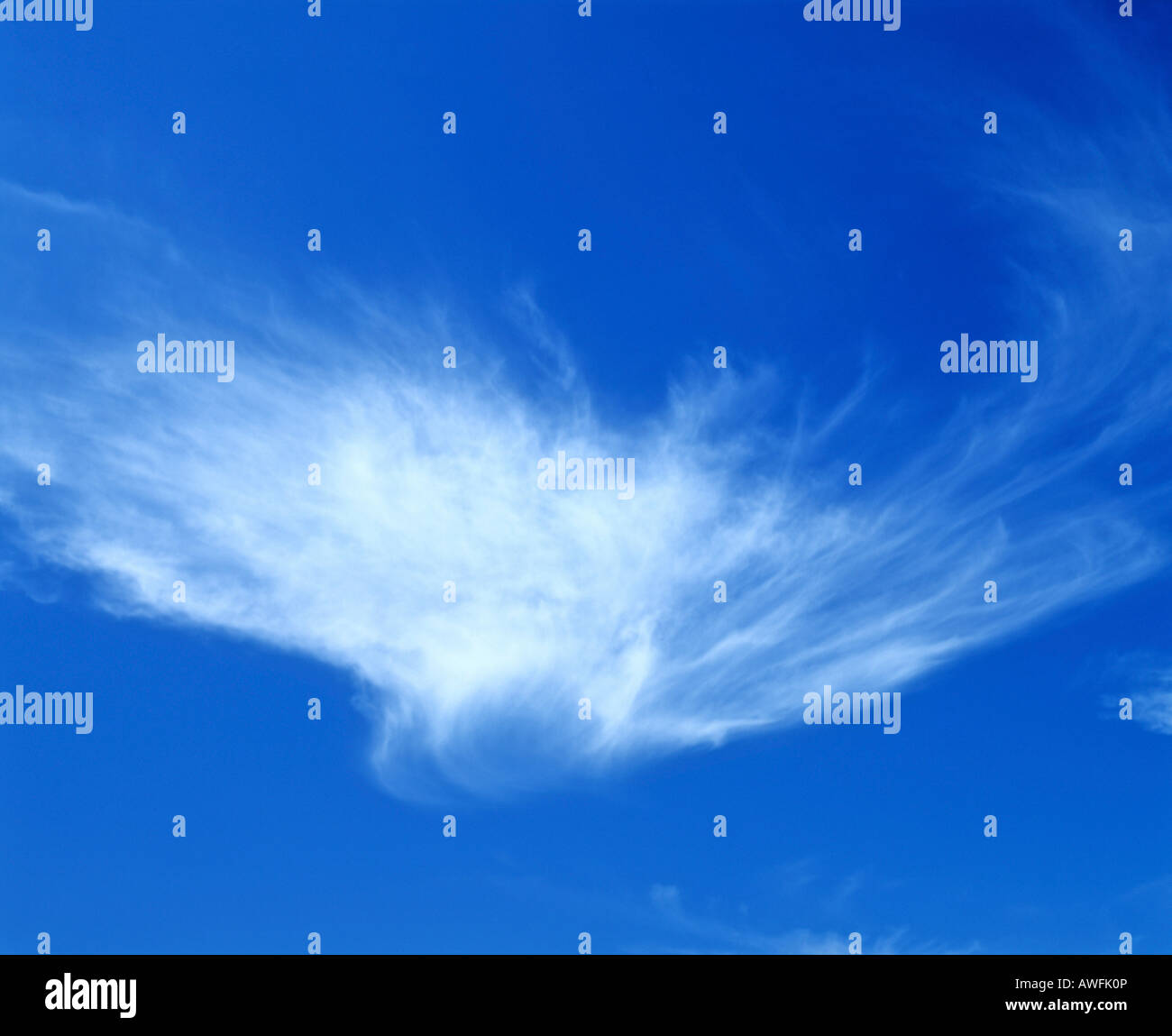 Ghost-förmigen Cirrus Cloud am blauen Himmel Stockfoto