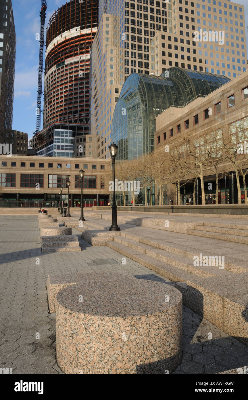 Der Wintergarten des World Financial Centers in Battery Park City, Manhattan ist ein verglaster Pavillon. Stockfoto