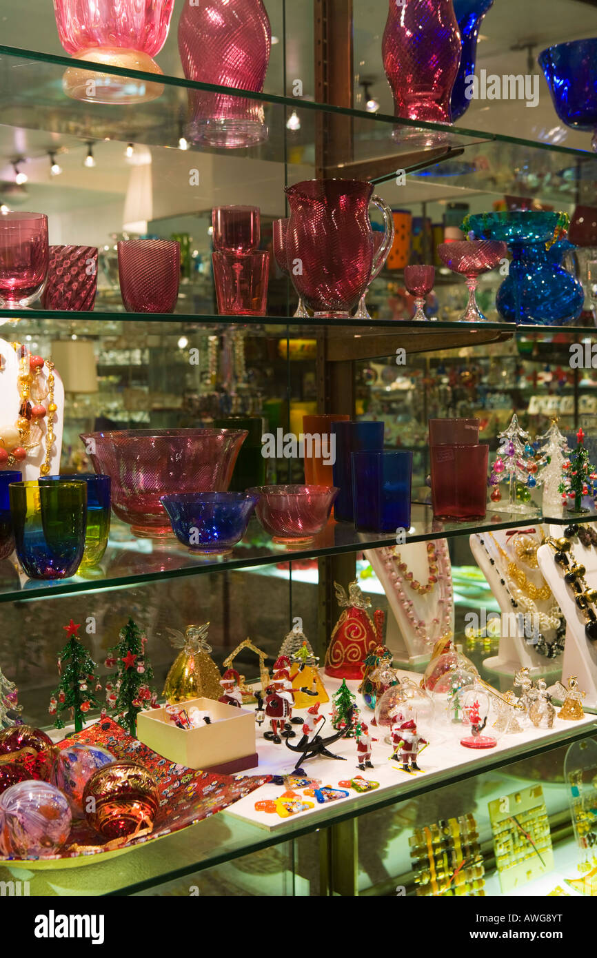 Murano Glas, Venedig, Italien, im Schaufenster Stockfoto