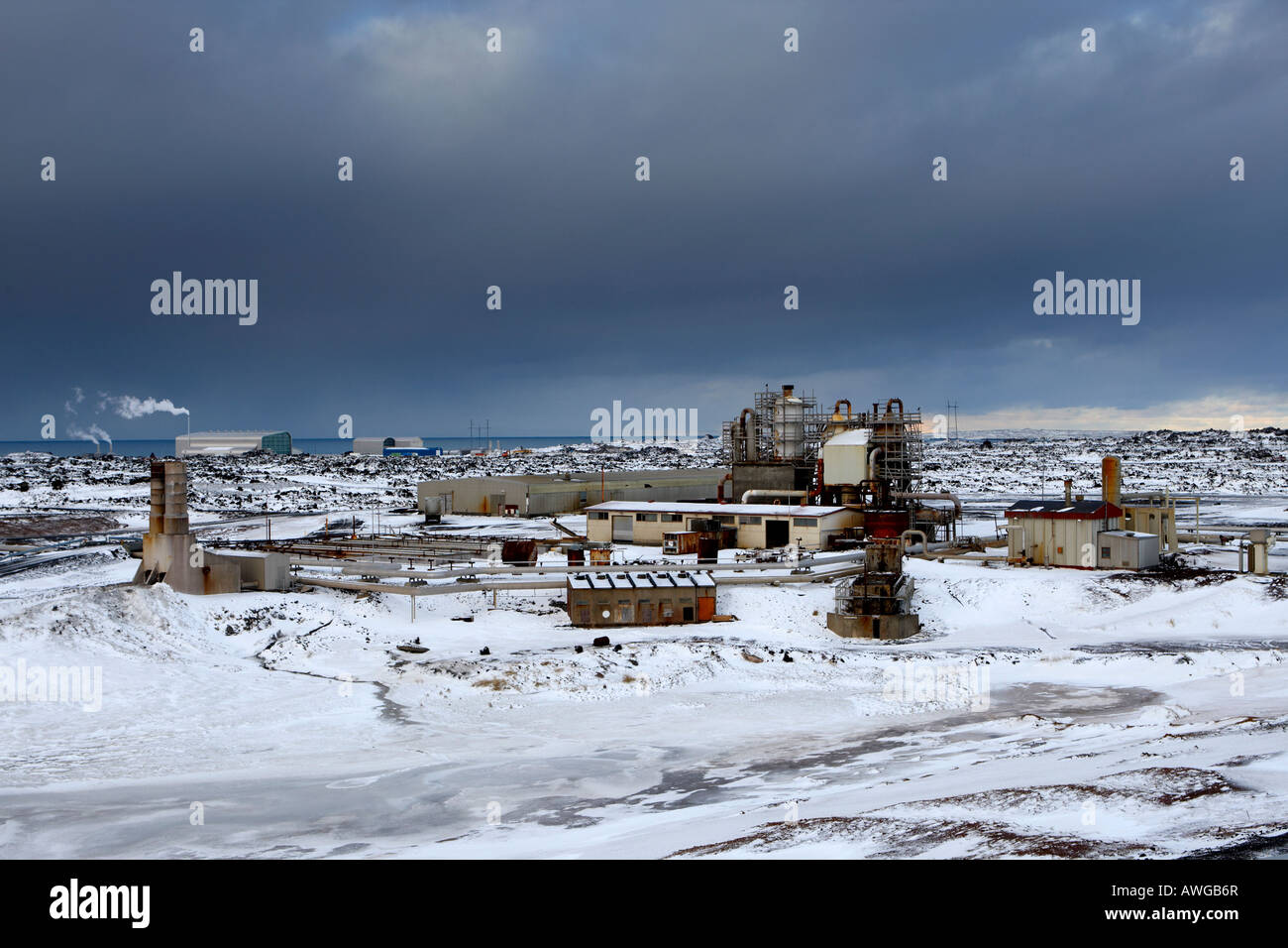 Geothermische Kraftwerk bei Reykjanes Island Stockfoto
