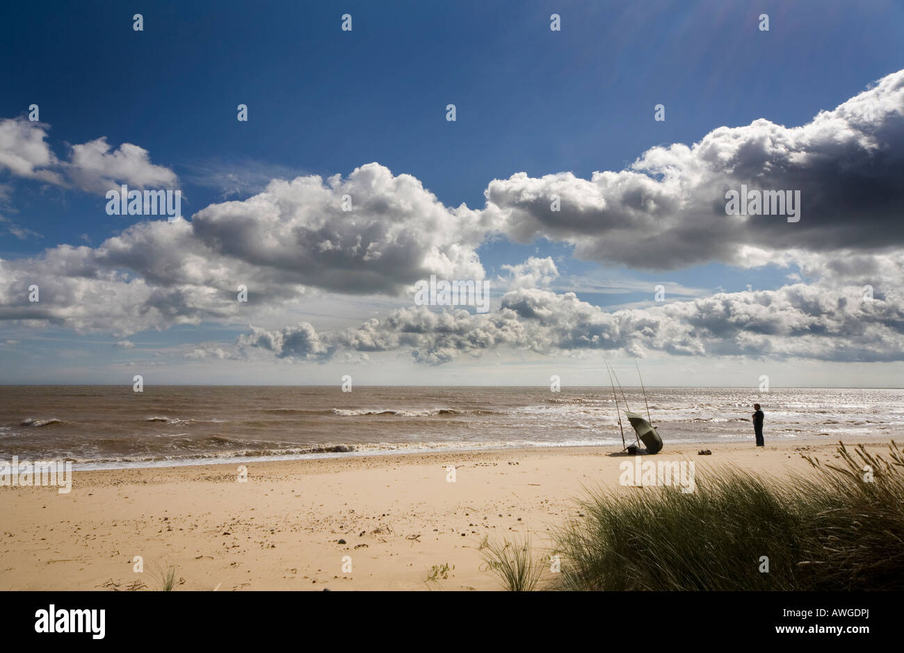 Strand Angeln Ostküste England Stockfoto