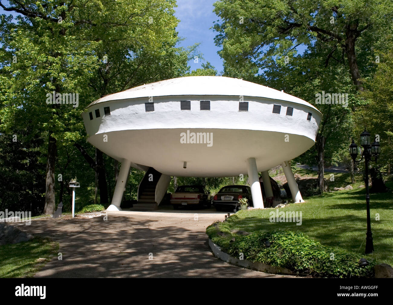 Ein UFO-förmige Haus auf einer Bergstraße befindet sich in Chattanooga, Tennessee Stockfoto