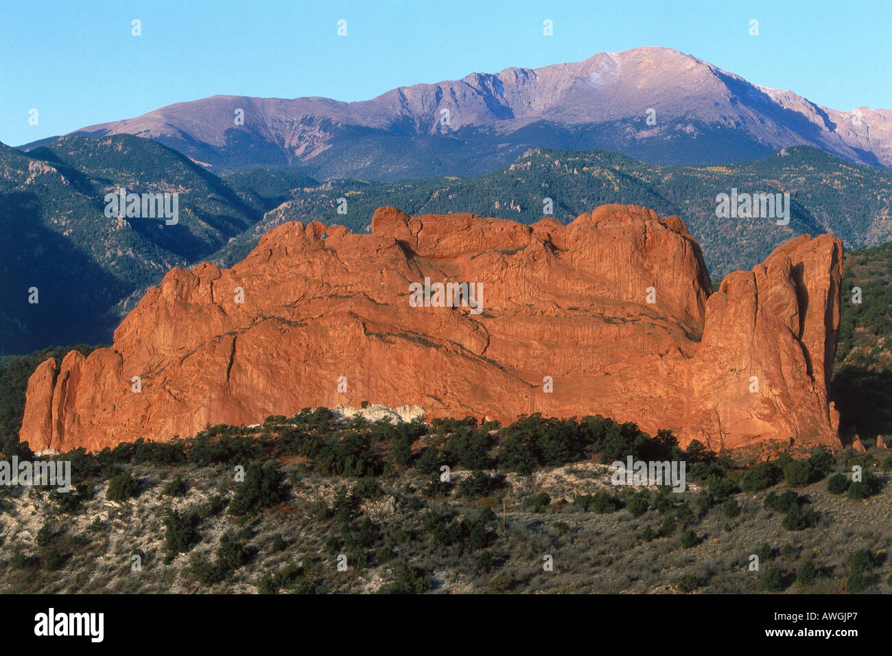 USA, Colorado, Garten der Götter, Colorado Springs, küssen Kamele, Felsformationen aus rotem Sandstein Stockfoto