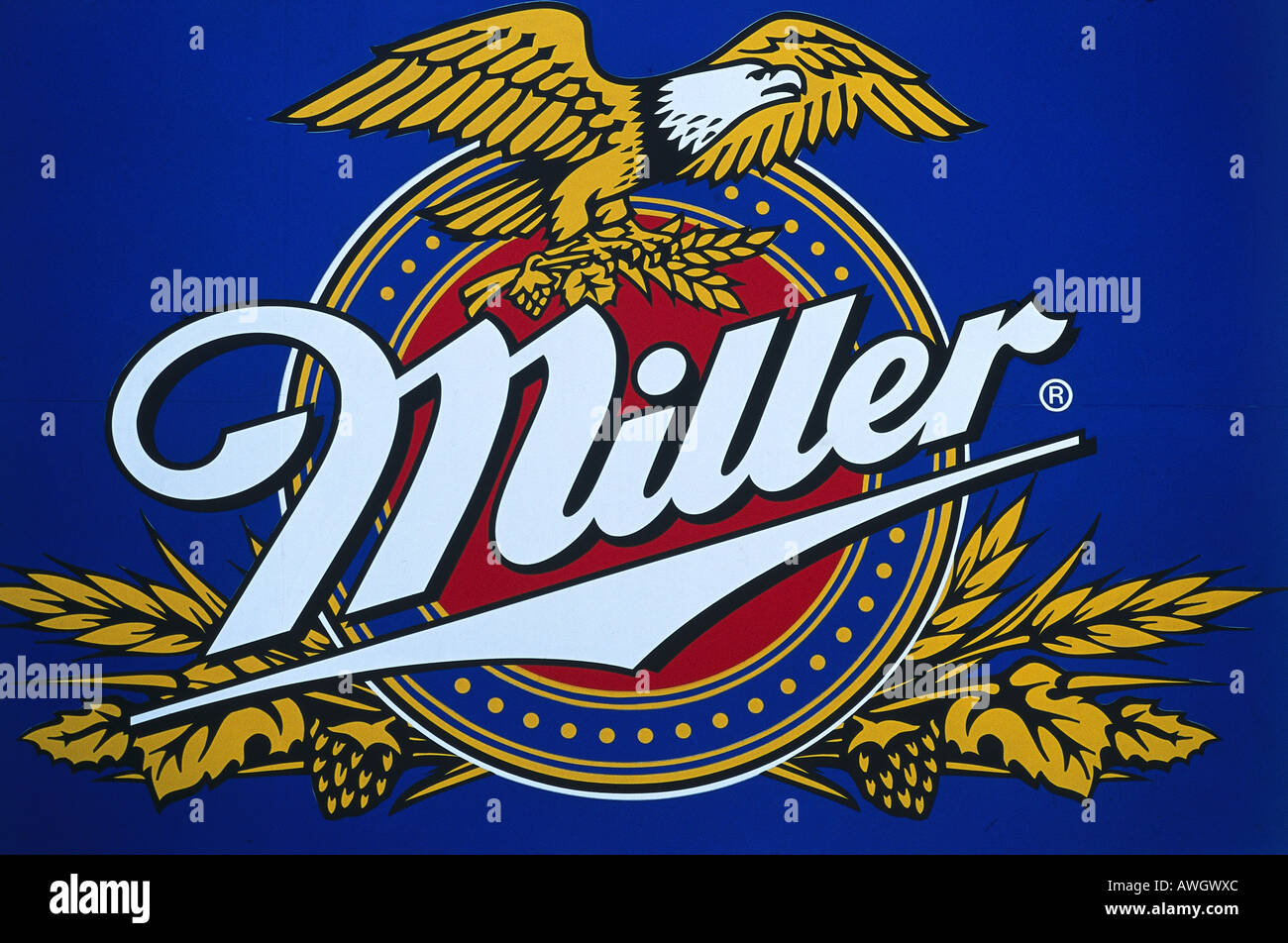 USA, Wisconsin, Milwaukee, Miller Brewing Company, Zeichen Stockfoto