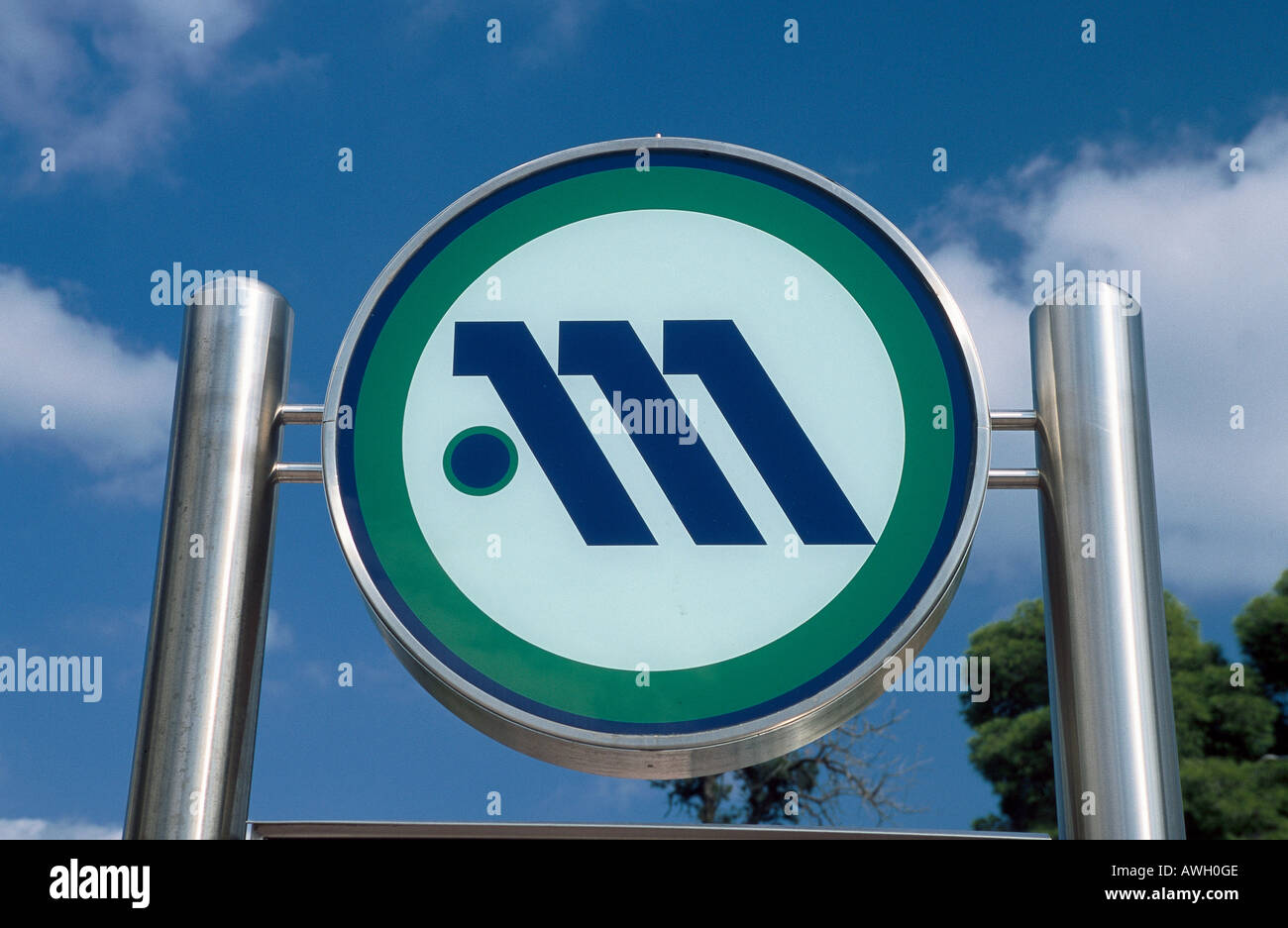 Griechenland, Athen, Metro Zeichen Stockfoto