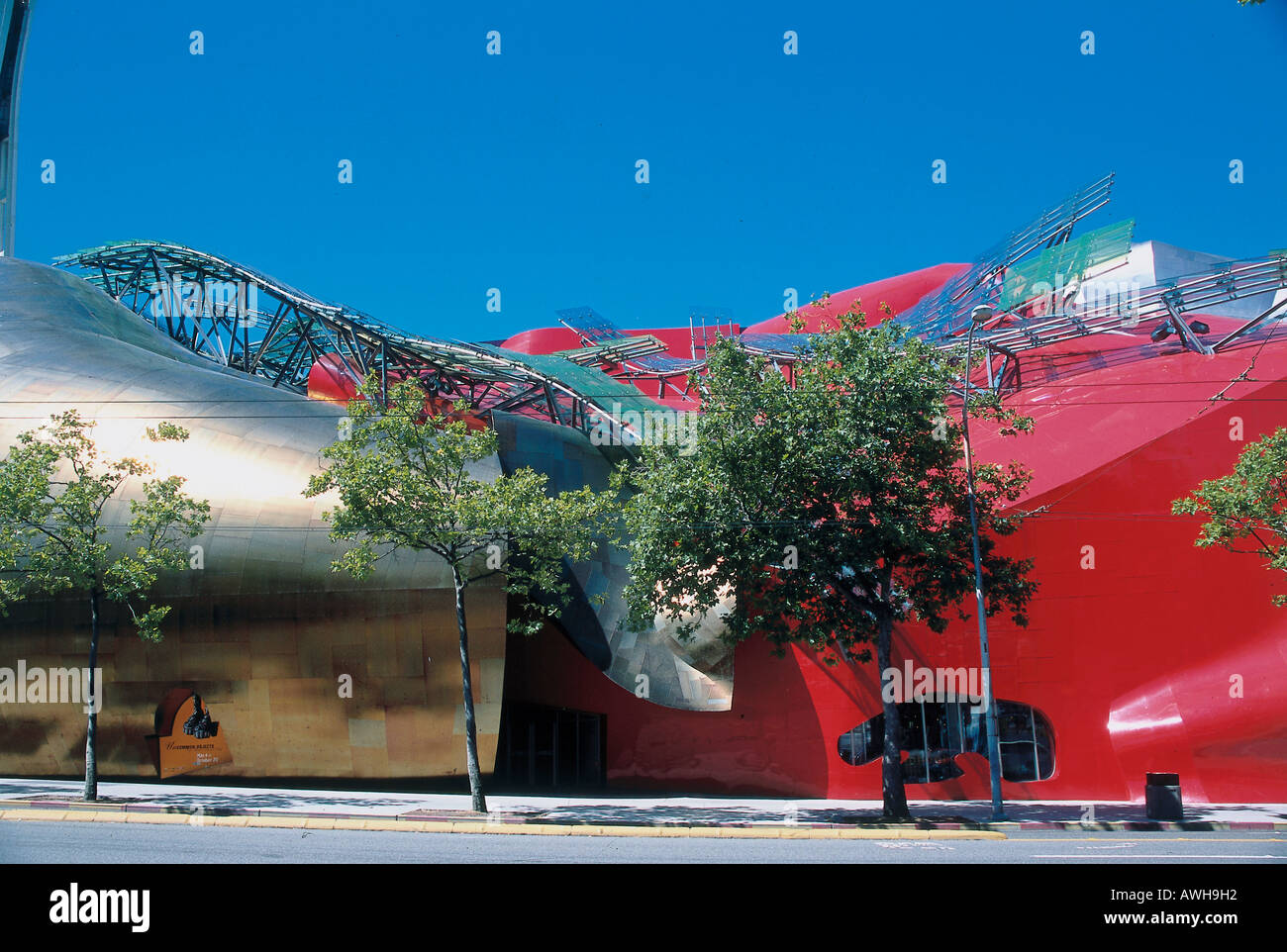 USA, Pacific Northwest, Washington State, Seattle Center, Experience Music Project, wellige Fassade des Gebäudes Stockfoto