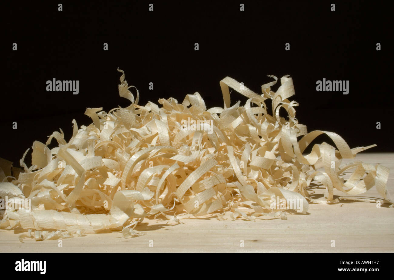 Stapel von Holzspänen Stockfoto