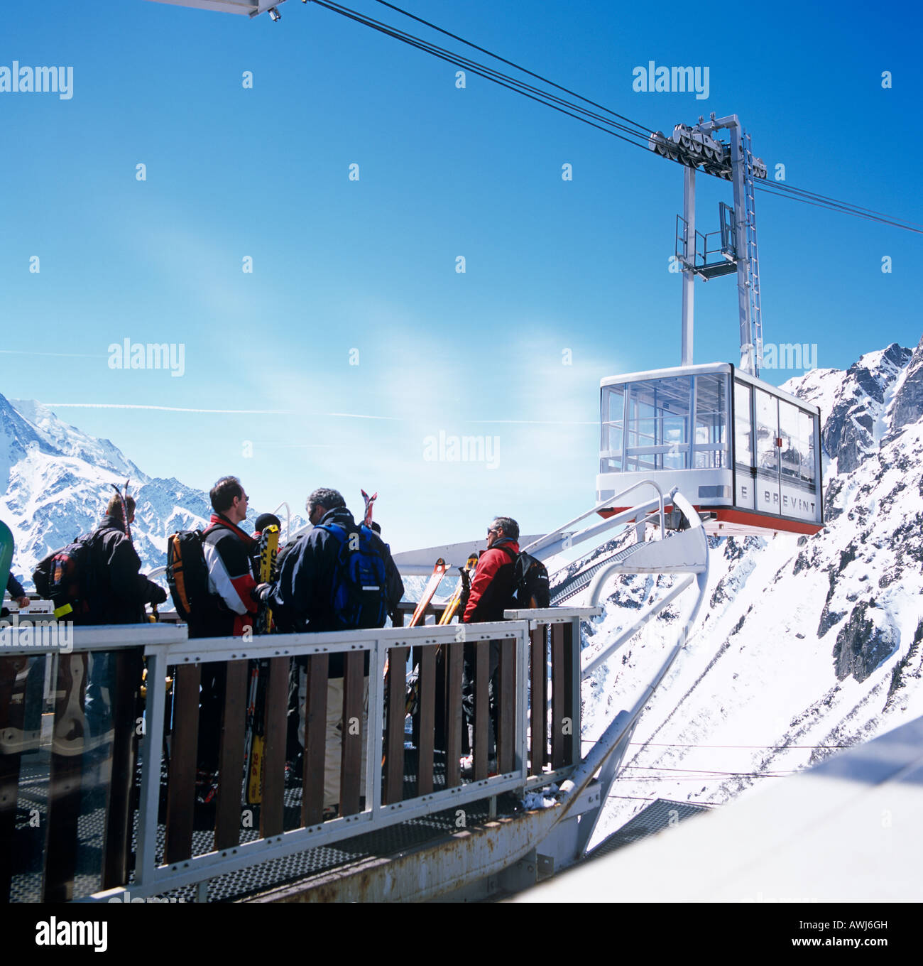 Le Brevant Seilbahn Chamonix französische Alpen Europa Stockfoto