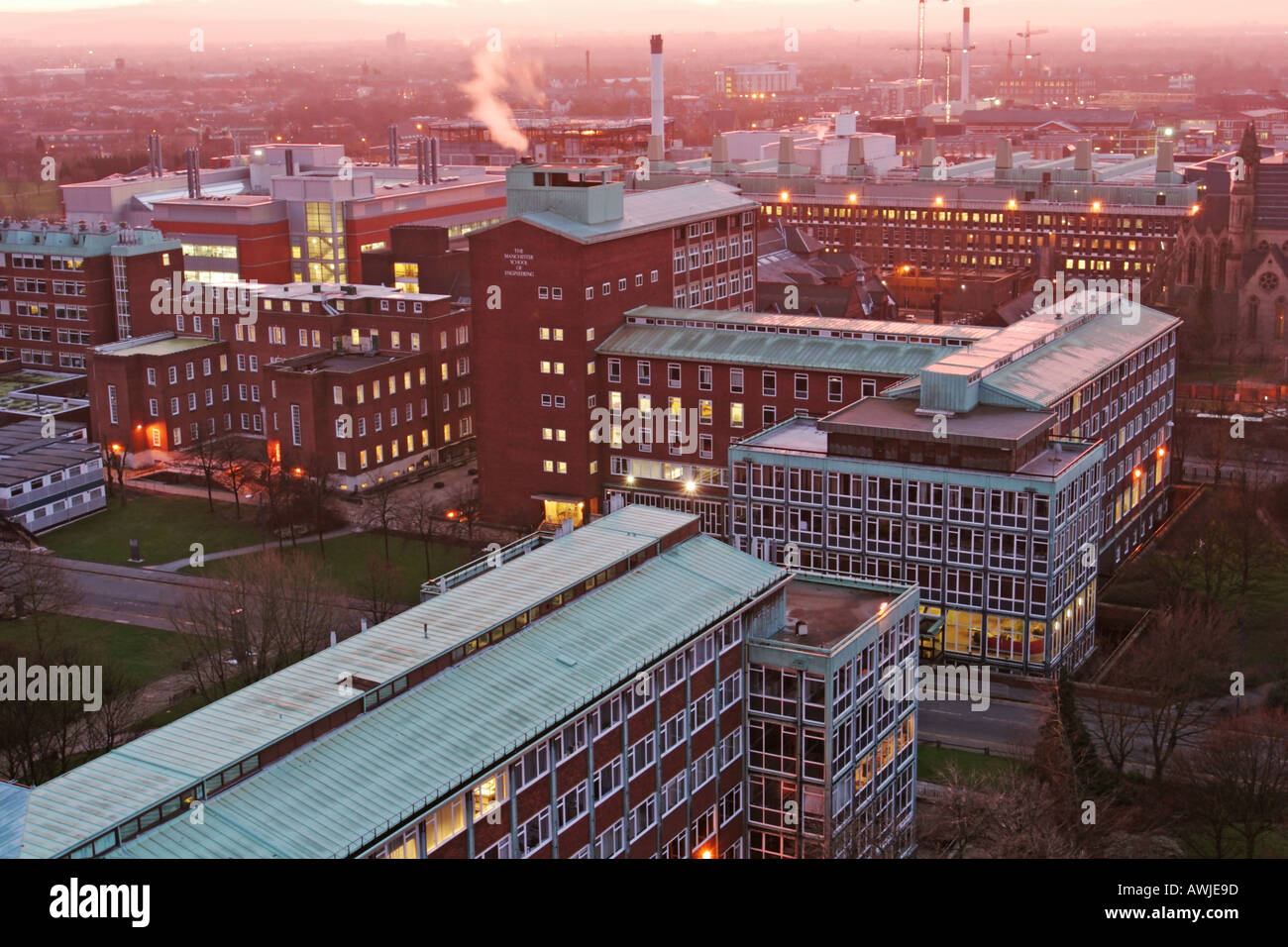 Luftaufnahme von Williamson Gebäude und anderen Gebäuden nahe Brunswick Street Stockfoto