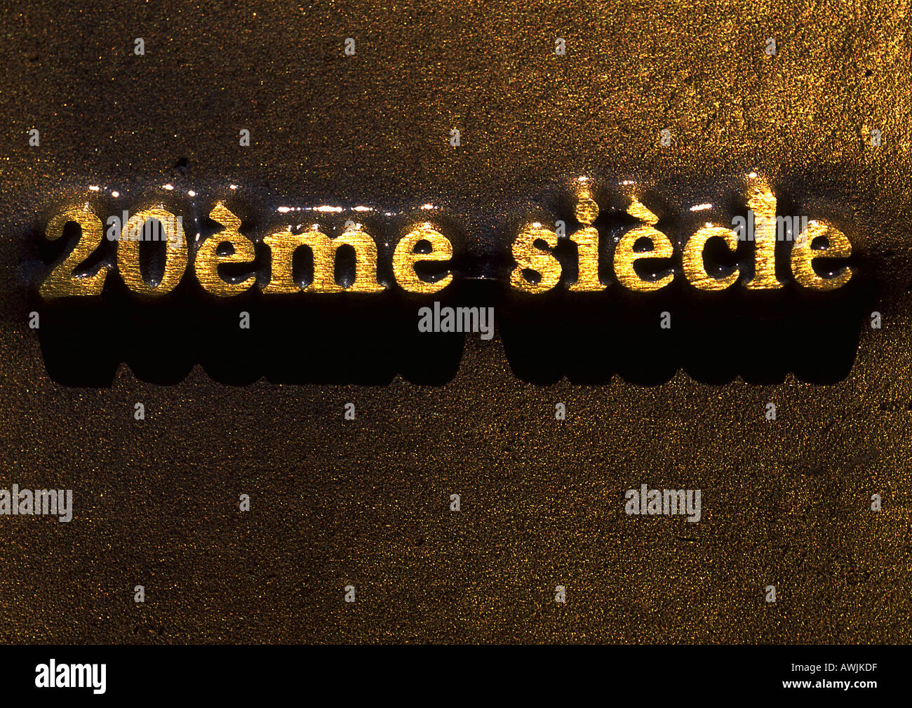 20. Jahrhunderts Typografie in Französisch geprägt. Stockfoto