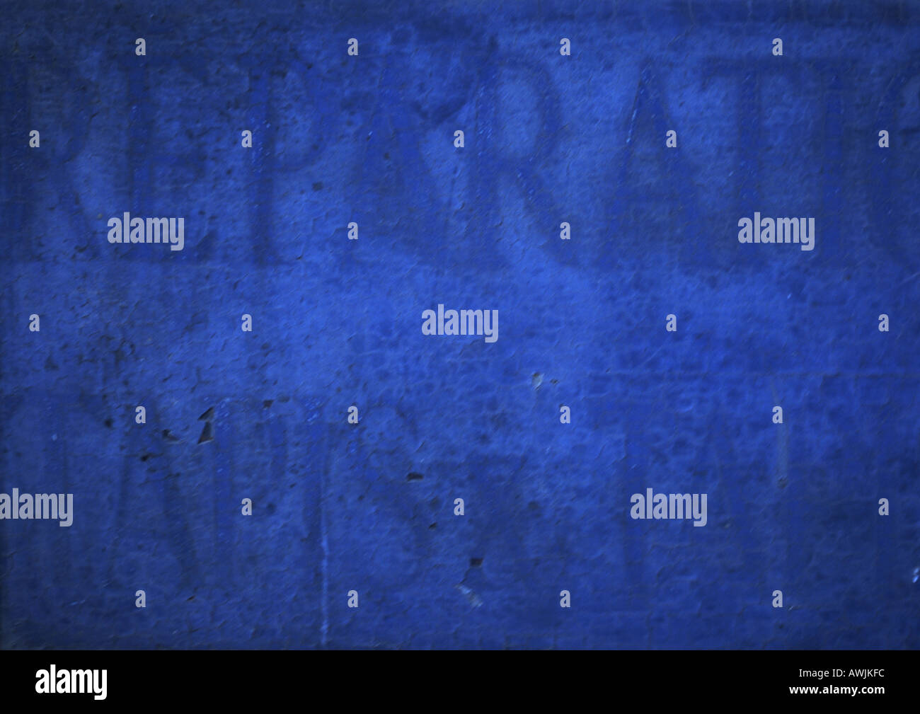 Blaue Typografie auf blauen Oberfläche. Stockfoto
