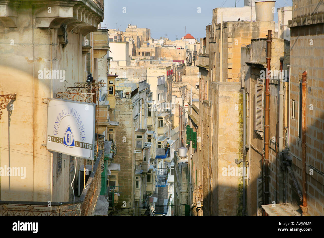 Eine Straße in Valletta Malta Stockfoto