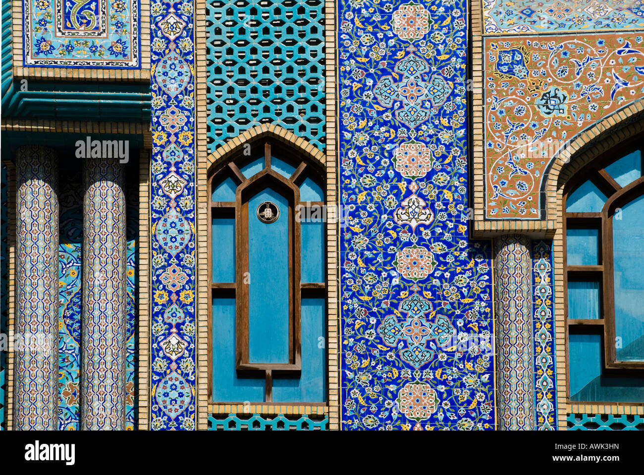 Persische Mosiac Fliesenarbeiten auf die iranische Moschee in Dubai UAE Stockfoto