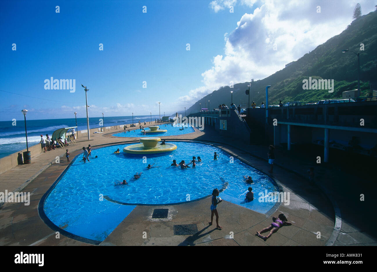 Swimming Pool am Strand, Brighton Beach, Durban, KwaZulu-Natal, Südafrika Stockfoto