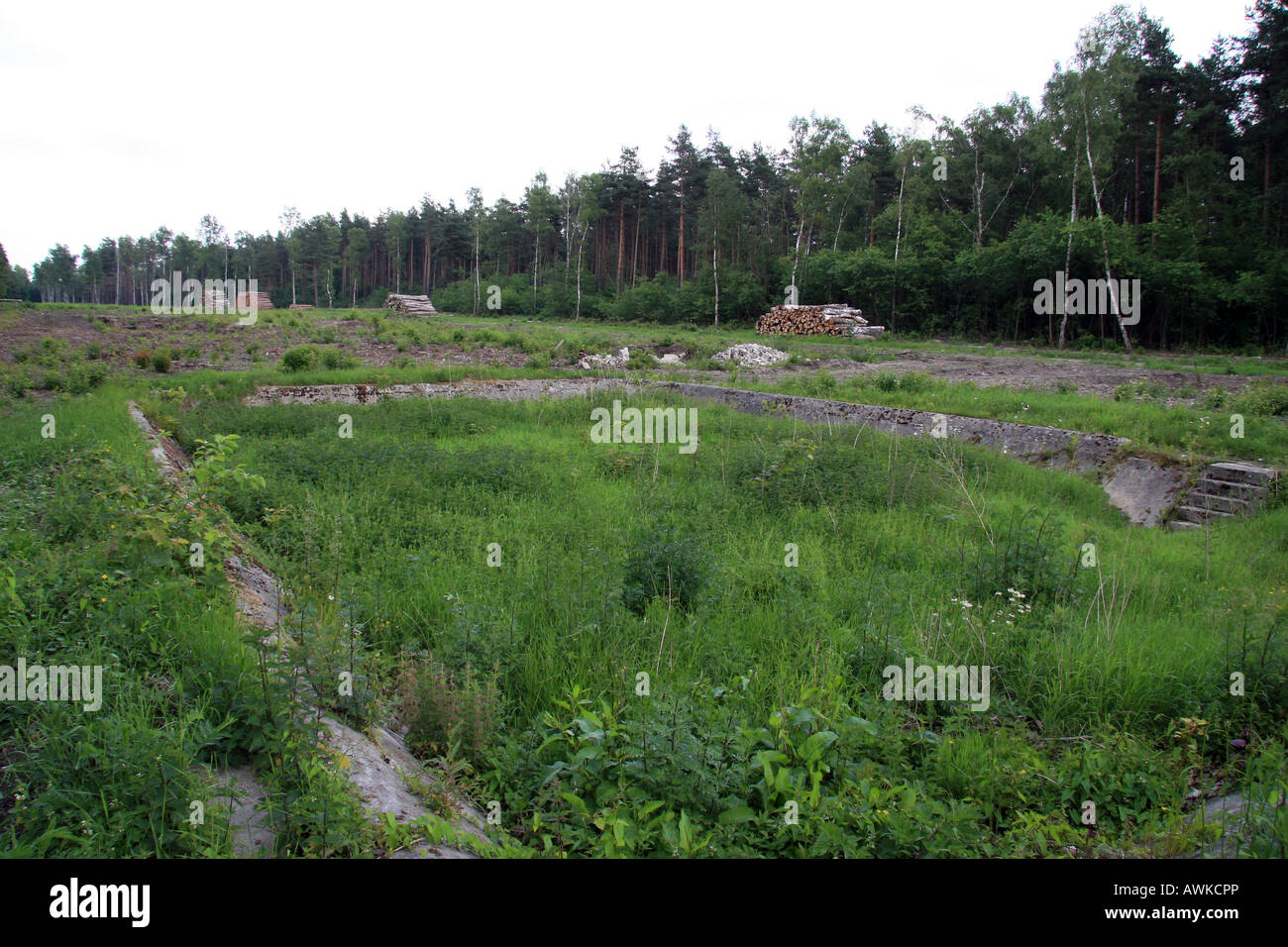 Die Überreste eines Wasserspeichers an die ehemalige NS-Konzentrationslager Bergen-Belsen, Deutschland. Stockfoto