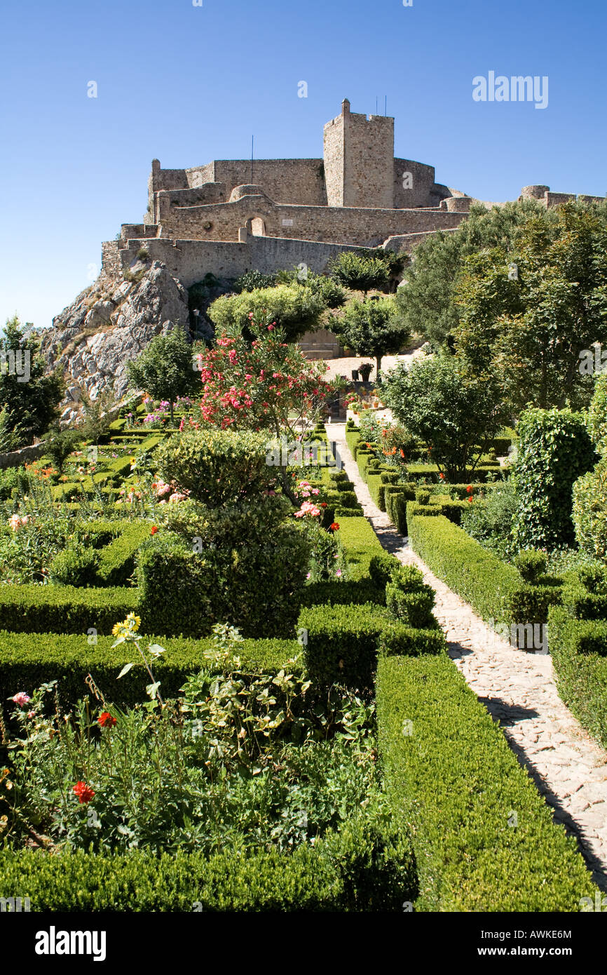 Marvao Burg im Distrikt Portalegre, Portugal. Kandidat zum Weltkulturerbe der UNESCO. Stockfoto