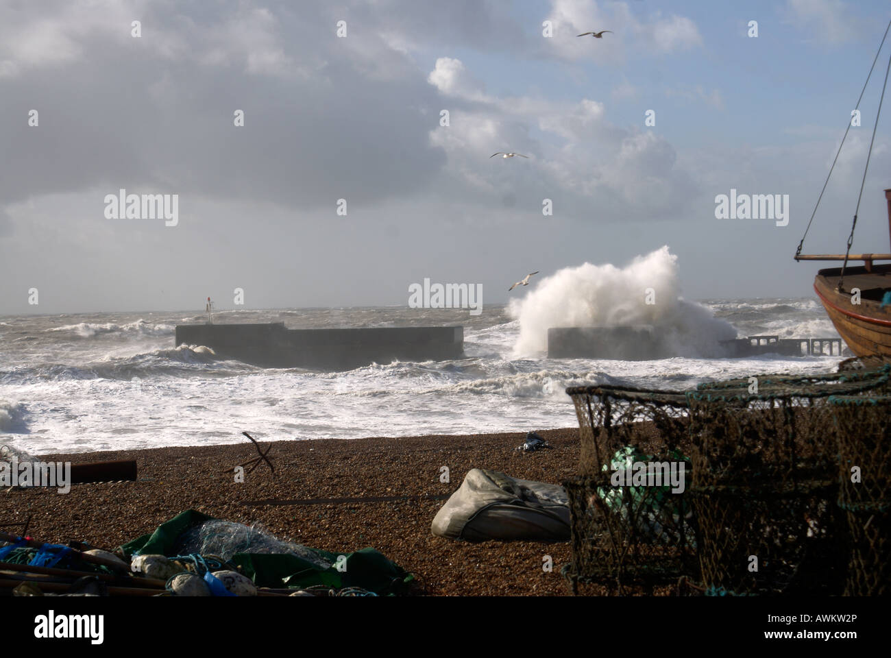 Rauhes Wetter aus Hastings Stockfoto