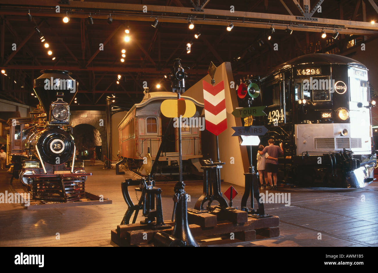 Innenräume der Eisenbahn-Museum, Sacramento, Kalifornien, USA Stockfoto
