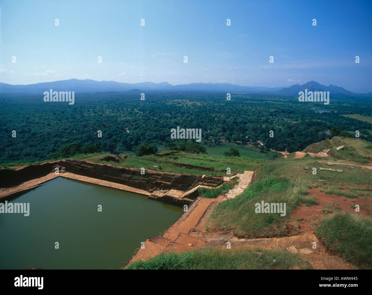 Vogelperspektive Blick auf einen Teich, Sigiriya, Sri Lanka Stockfoto