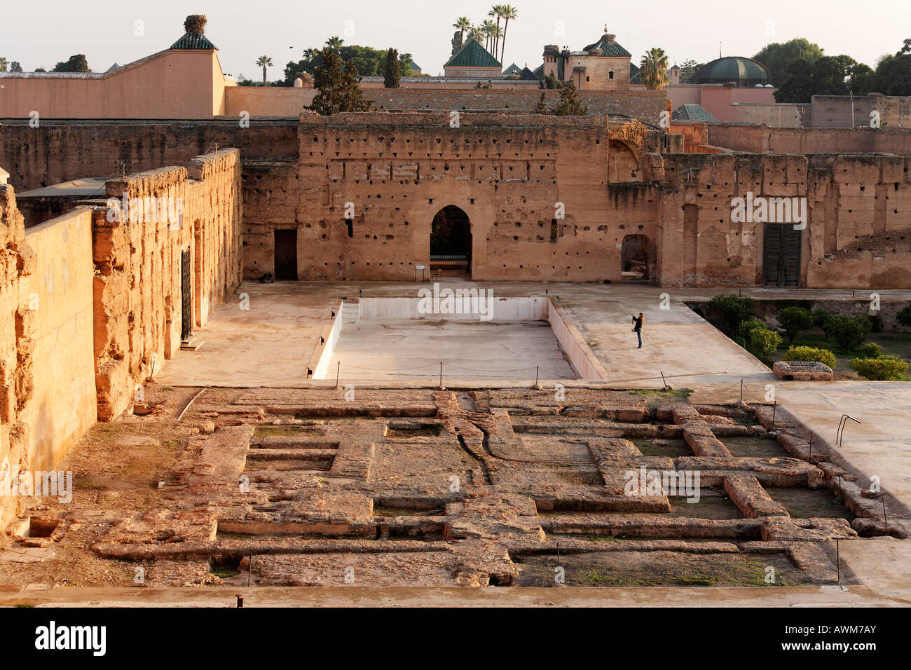 Ruinen und Grundlagen des Palais El Badi, Marrakesch, Marokko, Afrika Stockfoto