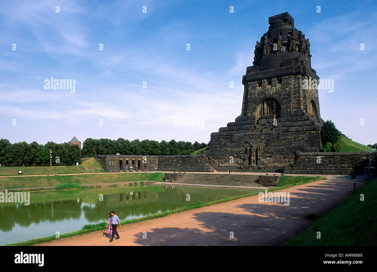 Denkmal an der Uferpromenade, Denkmal für die Schlacht der Nationen, Leipzig, Sachsen, Deutschland Stockfoto