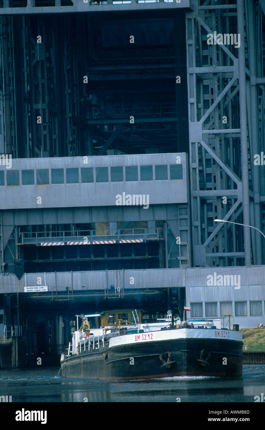 Boote im Hafen, Oder-Havel-Kanal, Niederfinow, Barnim, Brandenburg, Deutschland Stockfoto