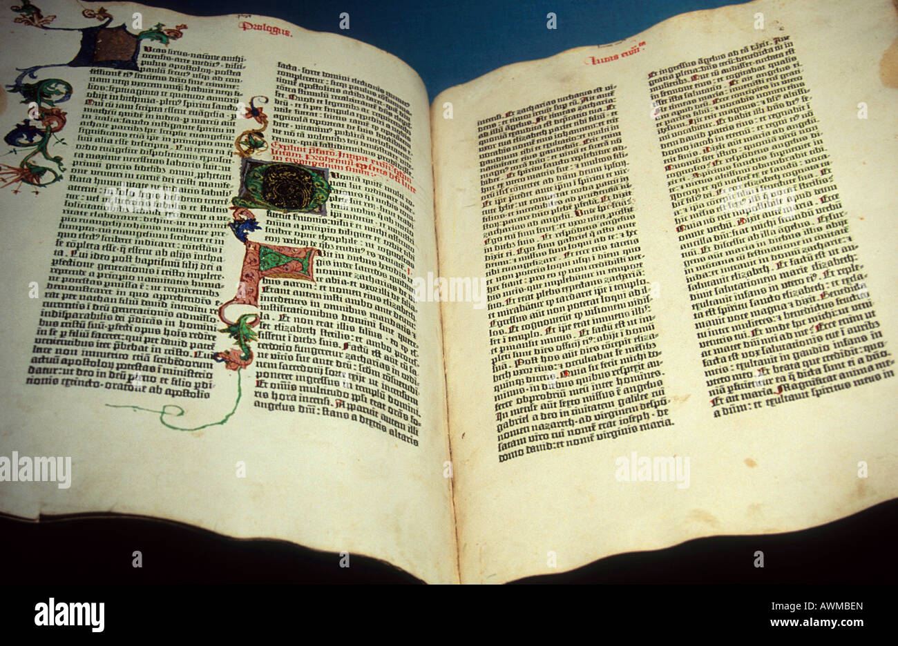 Gutenbergs Bibel, Gutenberg-Museum Mainz, Rheinland-Pfalz, Deutschland, Europa Stockfoto