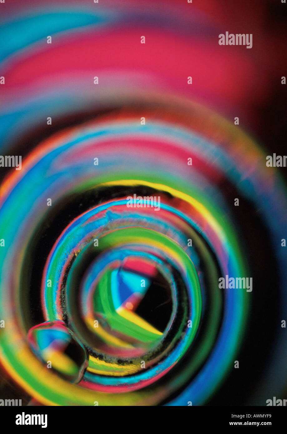 Spiralförmig Lichteffekt, Farben des Regenbogens. Stockfoto