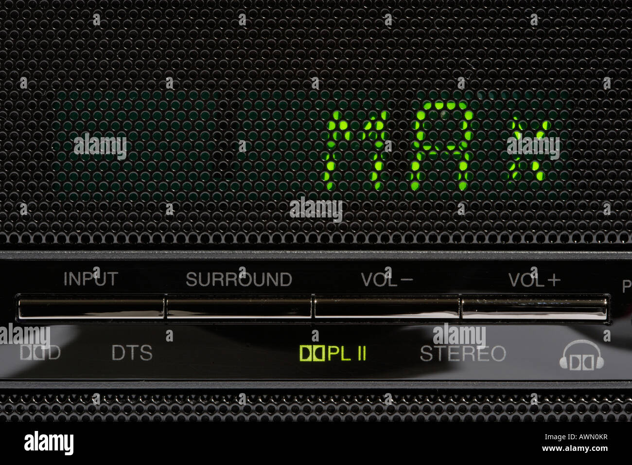Nahaufnahme von einem Heimkino, sound-System mit MAX beleuchtet Stockfoto