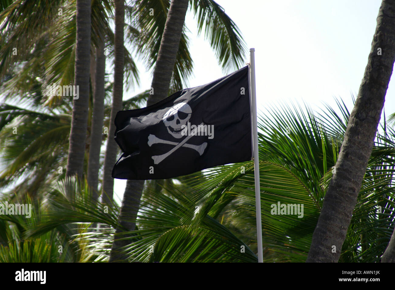 Piraten Sie-Flagge, Dominikanische Republik, Karibik, Amerika Stockfoto