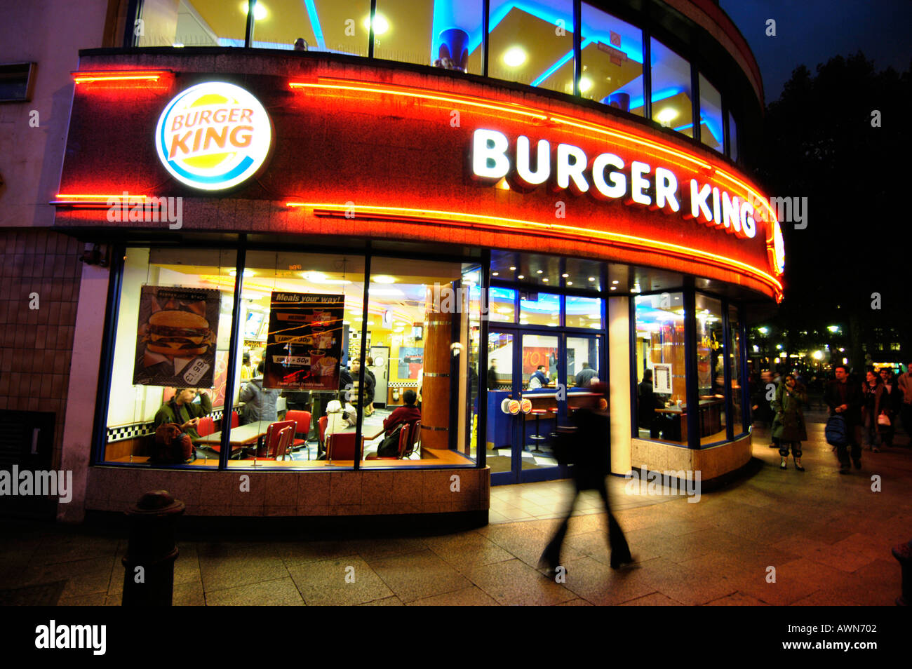 Burger King Leicester Square London England Großbritannien UK Stockfoto