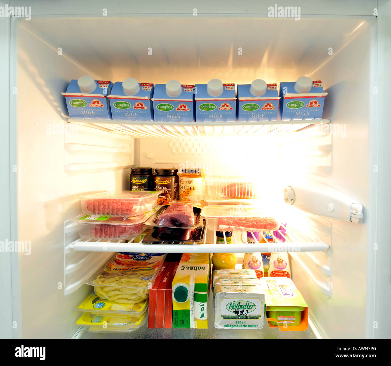 Kühlschrank Innenansicht Stockfoto