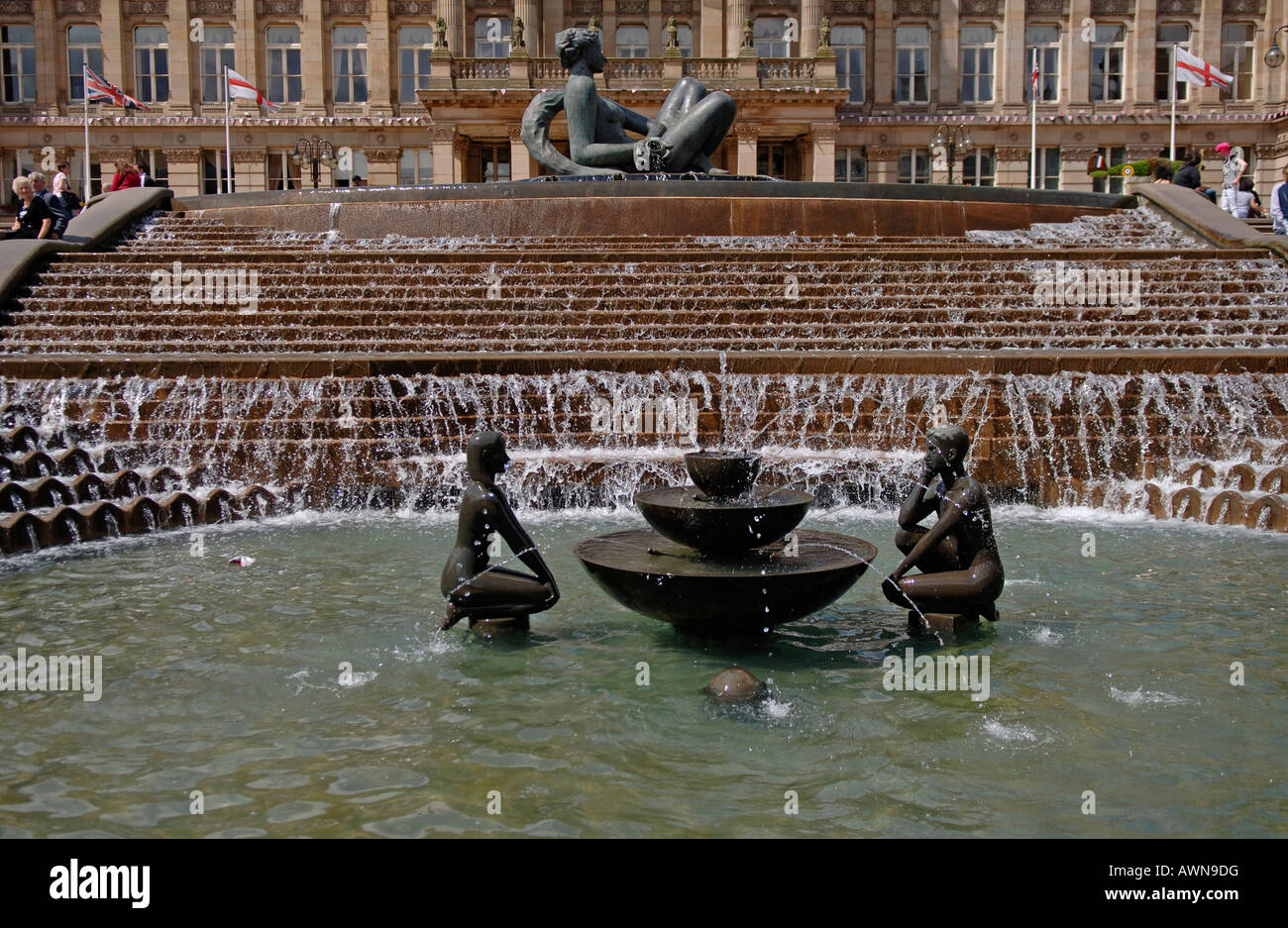 Brunnen vor der City Hall, Birmingham, West Midlands, England, Großbritannien, Europa Stockfoto